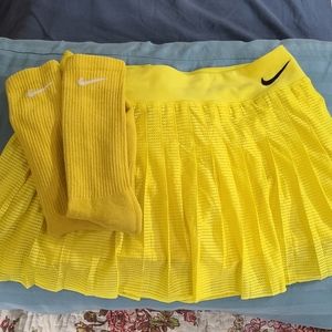 Nike Dri-Fit Slam Tennis Skort Sz. S (Yellow) and Nike Tall Socks